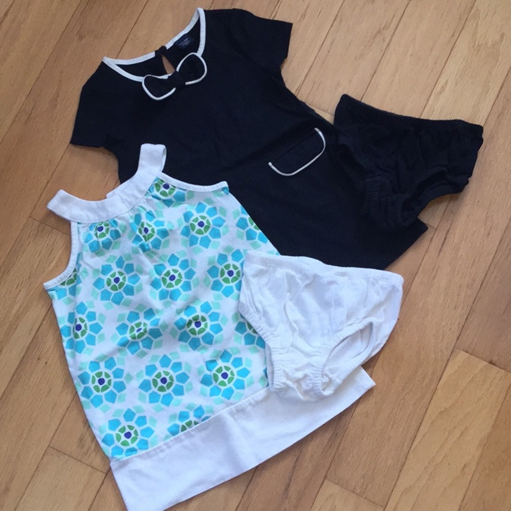 Two Baby Gap dresses with diaper covers